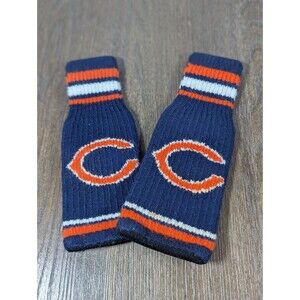 NFL Chicago Bears Knit Bottle Cooler Coozie Koozie SET OF TWO Navy Orange